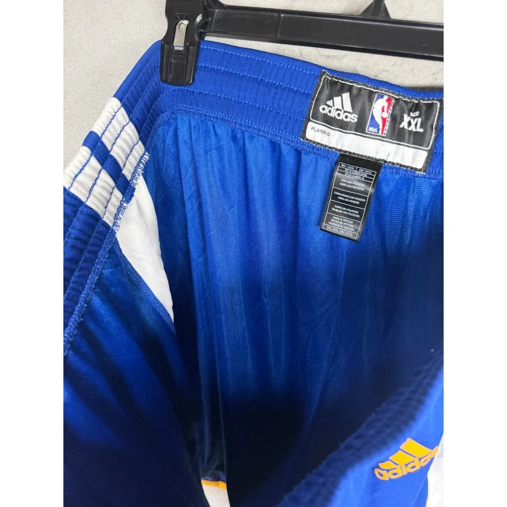 Adidas NBA Golden State Warriors Basketball Shorts Mens XXL Blue Yellow Striped